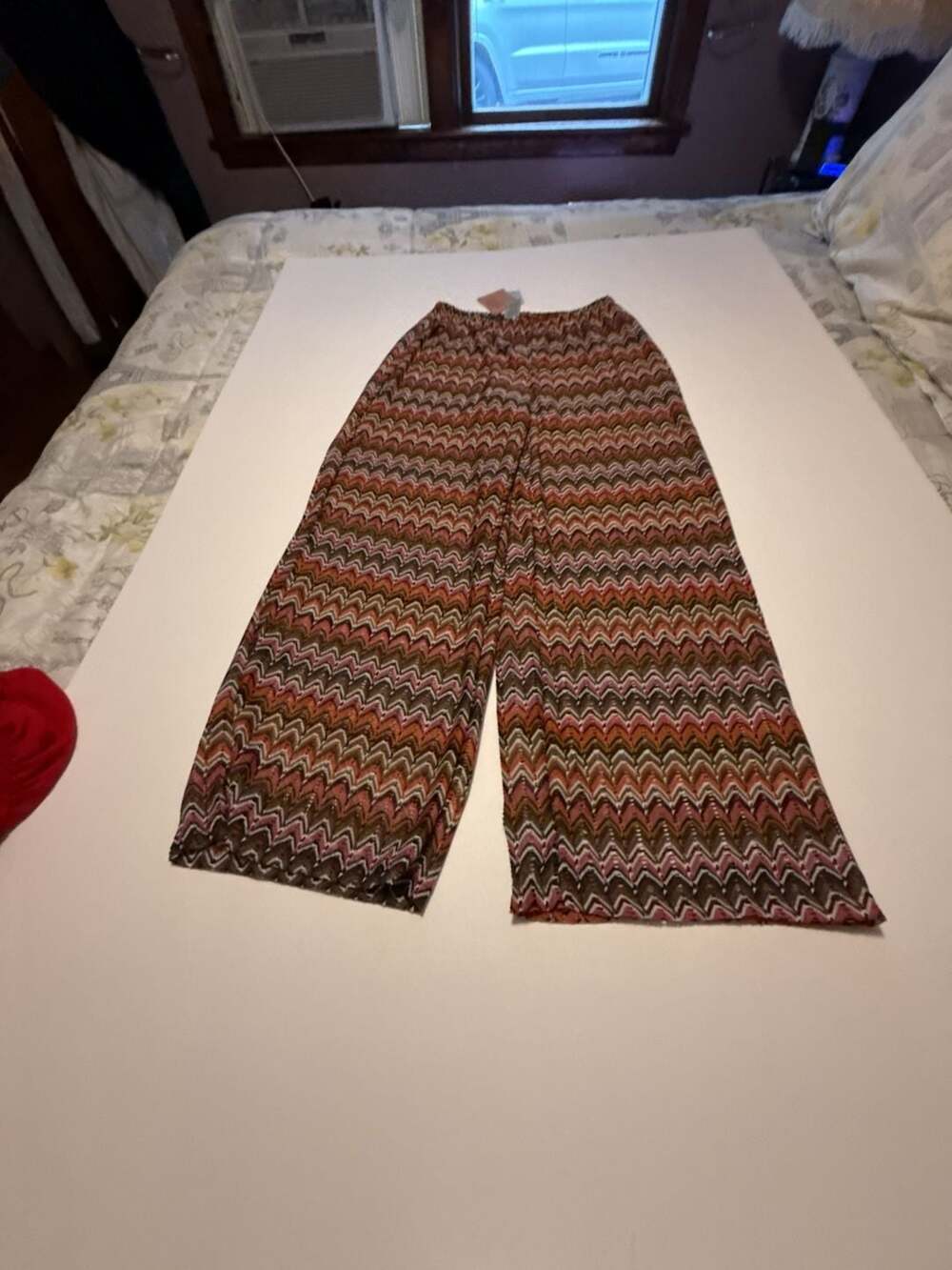 Shade & Shore Multicolored Chevron Open-Knit Wide Leg Palazzo Pants Size M